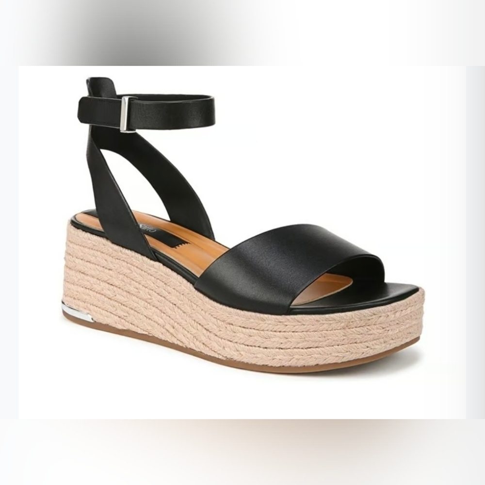 Franco Sarto New Black Wedge Sandals, Size 10m